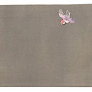 雀の刺繍と黄八丈の帯　前中心