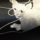 猫の手毬刺繍帯　質感・風合