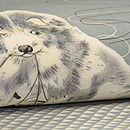 凧と遊ぶ犬の図名古屋帯　質感・風合