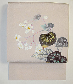 羽田登喜男作秋海棠 手描き友禅名古屋帯