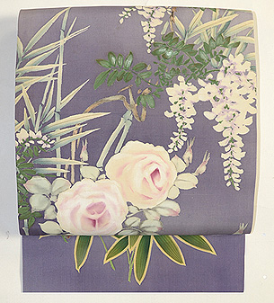 四季の花々染名古屋帯 その1