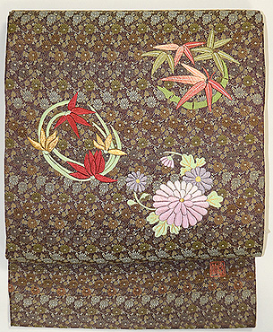 四君子刺繍丸帯