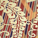 川島織物製 桧垣に藤文様袋帯 金糸の刺繍