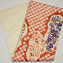 桜と枝垂れ藤刺繍絞り名古屋帯　帯裏
