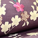 紫紬地桜木の名古屋帯 　質感・風合