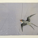 枝垂れ柳に燕の図名古屋帯　前中心