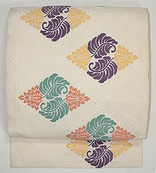 俵屋製　七宝に唐草菱名古屋帯