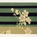 棒縞に桜の名古屋帯 前中心