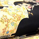 黒地桜に扇面散らし名古屋帯 質感・風合