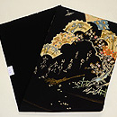 黒地桜に扇面散らし名古屋帯 帯裏