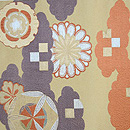 雲文に花丸模様丸帯 前中心