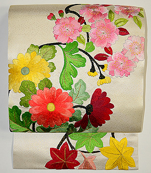 花の丸文刺繍名古屋帯