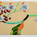 紫陽花と青い鳥刺繍名古屋帯　前中心