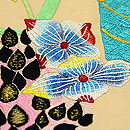 紫陽花と青い鳥刺繍名古屋帯　質感・風合