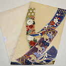 短冊に四季の花文刺繍開き名古屋帯　帯裏