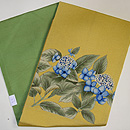 縮緬地に紫陽花の図名古屋帯　帯裏