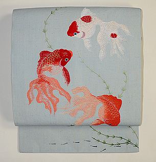 金魚の刺繍名古屋帯