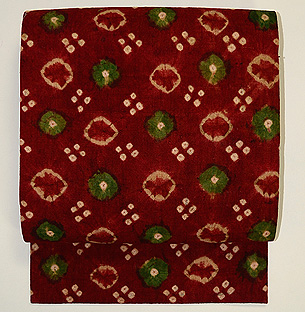 茜絞り染インド更紗名古屋帯