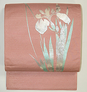 燕子花刺繍絽袋帯