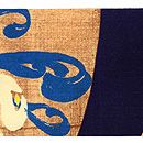 団十郎格子に春の小花の図名古屋帯　前中心