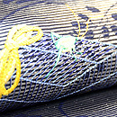 虫かごに螽斯(キリギリス)刺繍名古屋帯 質感・風合