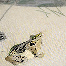 秋草に蛙の刺繍名古屋帯　質感・風合