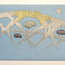 蛇籠に川蝉の刺繍帯 前中心