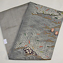 「礒浜に塩汲みの図」江戸裂名古屋帯 帯裏