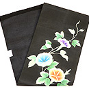 黒地に朝顔の染名古屋帯　帯裏