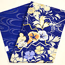 ブルー地夏草の図名古屋帯 帯裏