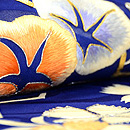 ブルー地夏草の図名古屋帯 質感・風合