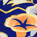 ブルー地夏草の図名古屋帯 質感・風合