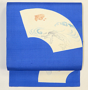 扇面に千鳥の図名古屋帯