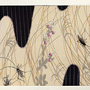 秋草に蟋蟀（こおろぎ）の図刺繍名古屋帯　前中心