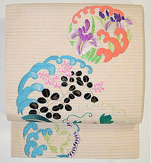 四季の花々刺繍名古屋帯