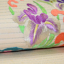 四季の花々刺繍名古屋帯　質感・風合