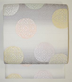 浮線花菱丸文様紗袋帯