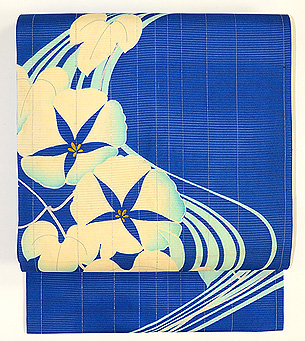 青地朝顔の染め帯