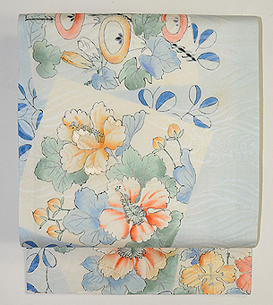 芙蓉と朝顔の夏名古屋帯