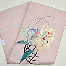 羅に白百合の刺繍名古屋帯　帯裏
