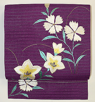 桔梗に撫子刺繍名古屋帯