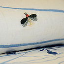 麻地桔梗に蛍の名古屋帯 質感・風合