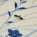 麻地桔梗に蛍の名古屋帯 質感・風合