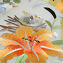 花輪に小鳥の刺繍帯 質感・風合