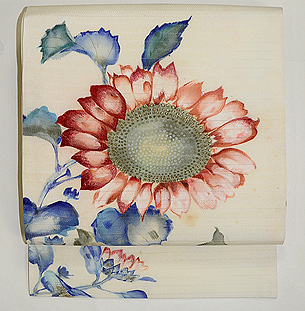 向日葵の図絽塩瀬名古屋帯