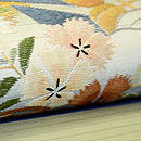 水車に蛇籠夏の名古屋帯　質感・風合