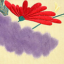 菊の刺繍の名古屋帯　前中心