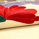 菊の刺繍の名古屋帯　質感・風合