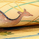 遠山に鹿の染め名古屋帯　質感・風合