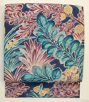 洋花模様染名古屋帯